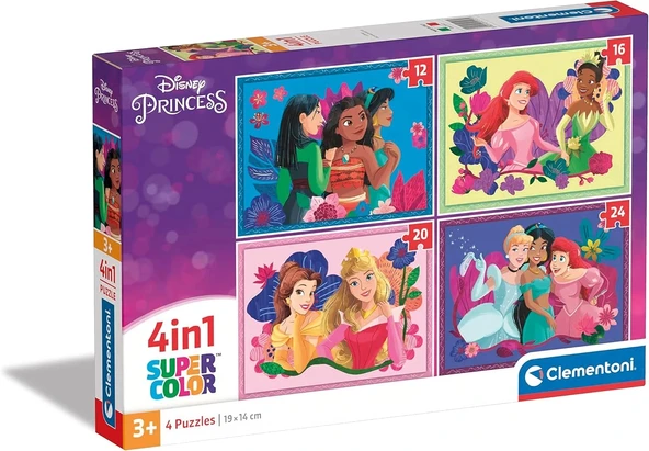 Clementoni 21517 Disney Princess  4 in 1 Super Color Puzzle