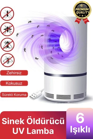 Premium Kimyasalsız Sessiz Şarjlı Uv 6 Işıklı Elektrikli Haşere Böcek Sinek Kovucu Öldürücü Lamba - 1