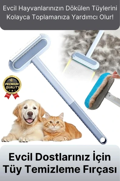 Çok Amaçlı Çift Taraflı Uzun Saplı Koltuk Halı Hijyeni Kedi Köpek Evcil Hayvan Tüy Temizleme Fırçası - 1
