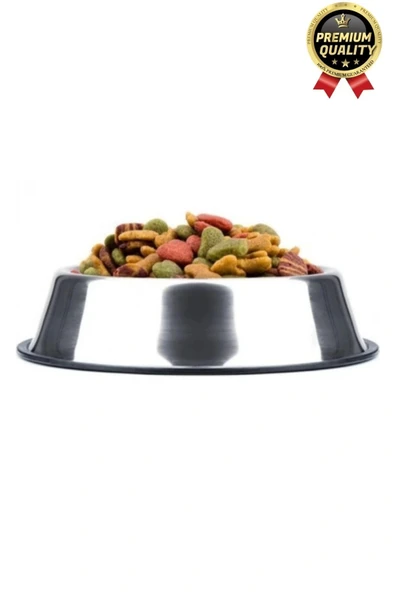 Premium Uzun Ömürlü Sağlam Kaymaz Kauçuk Taban Paslanmaz Çelik Metal Kedi Köpek Mama Su Kabı 26 Cm - 3