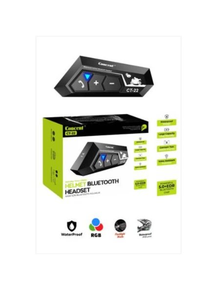 Kask Kulaklığı ct22 Bluetooth 5.0 Motosiklet Mikrofonu, Kask Için Kulaklık Bluetooth Interkom - Resim 3