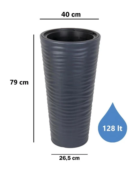 Omnipazar SO-KVT3 Kumsal Vazo Saksı Takımı 128 Litre Antrasit 3 Adet - Resim 2