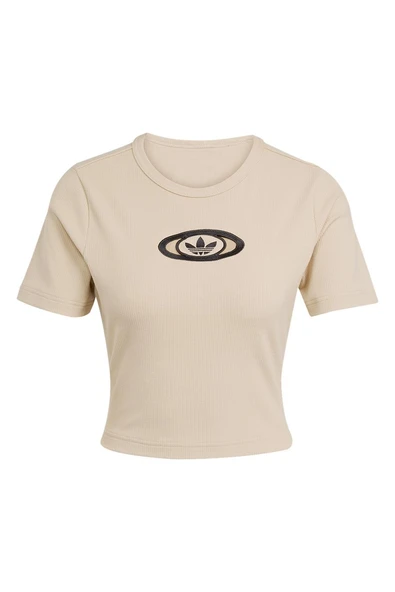 adidas Kadın Bej T-shirt CUT OUT RIB TEE KC8803