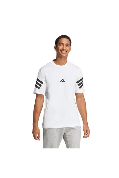 adidas Erkek  Beyaz  T-shirt M FI 3S REG T JD4880 - Resim 2