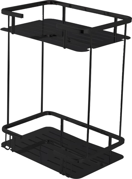 Line Bathroom Duş Malzemelik Şampuanlık İkili 15654 Mat Siyah 180X180