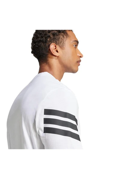 adidas Erkek  Beyaz  T-shirt M FI 3S REG T JD4880 - Resim 5