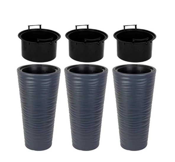 Omnipazar SO-KVT3 Kumsal Vazo Saksı Takımı 128 Litre Antrasit 3 Adet ürün görseli