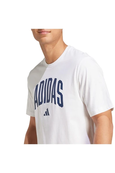 adidas Erkek  Beyaz  T-shirt M COLLEGIATE T JM6416 - Resim 5