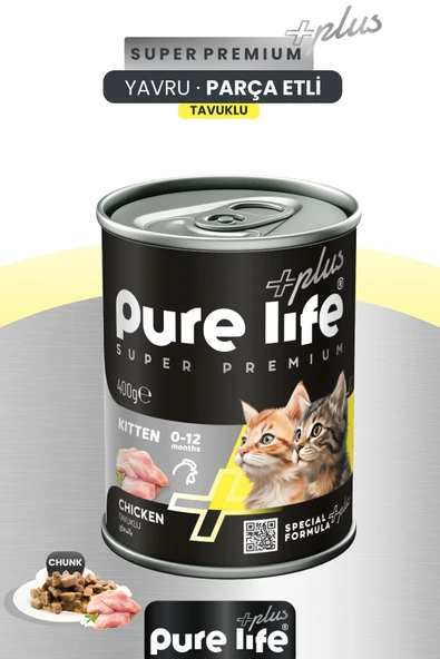 PURELİFE PLUS TAVUK ETLİ YAVRU KEDİ KONSERVE MAMA 400GR