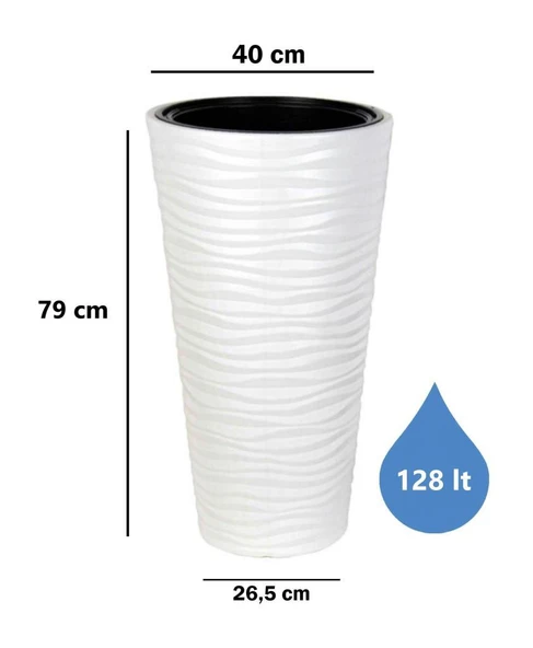 Omnipazar SO-KVT3 Kumsal Vazo Saksı Takımı 128 Litre Beyaz 3 Adet - Resim 2