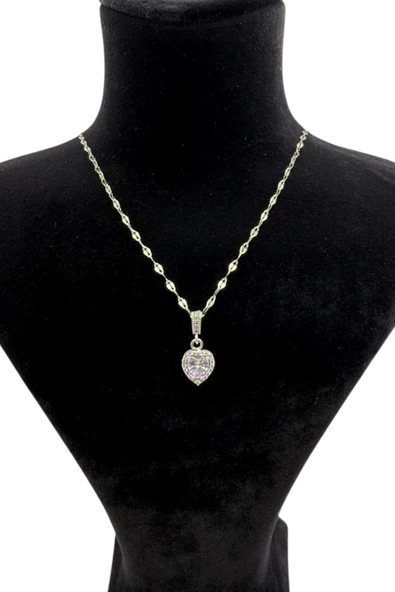 Aşkın Işıltısı Kalp Taşlı Kolye - Resim 3