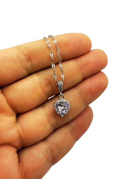 Aşkın Işıltısı Kalp Taşlı Kolye - Resim 2