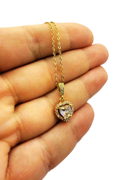 Işıltılı Kalp Taşlı Kolye - Resim 2