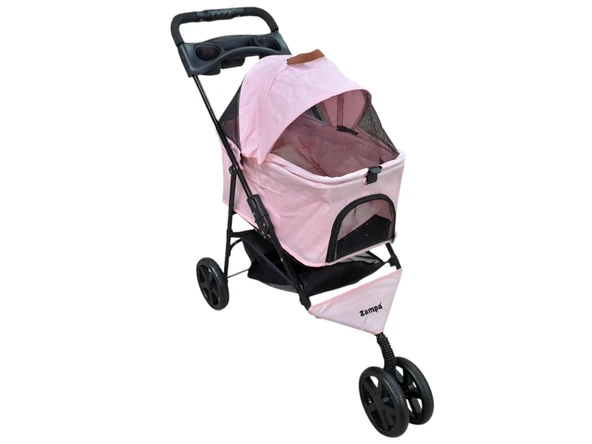 Zampa Venüs Kedi Köpek Arabası Pembe SP03F-P - Katlanabilir - 2