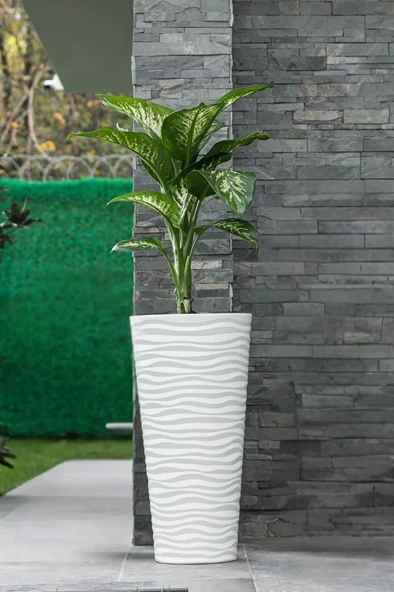 Omnipazar SO-KVT3 Kumsal Vazo Saksı Takımı 128 Litre Beyaz 3 Adet - Resim 3