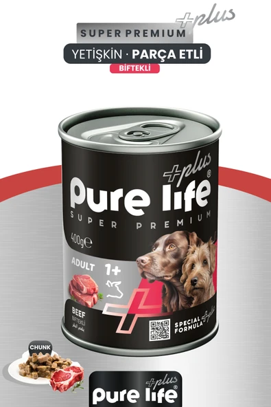 PURELİFE PLUS SIĞIR YETİŞKİN KÖPEK KONSERVE MAMA 400GR