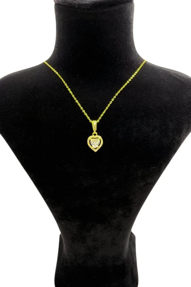 Işıltılı Kalp Taşlı Kolye - Resim 3