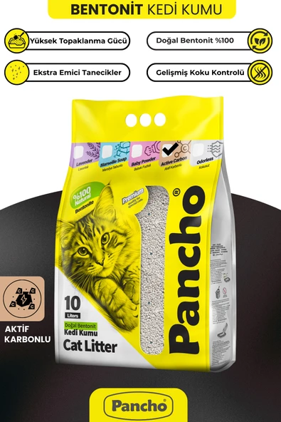 PANCHO AKTİF KARBONLU KEDİ KUMU 10 LT