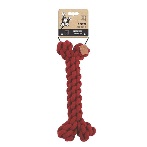M-Pets Coto Örgü Kemik Köpek Oyuncağı Kırmızı 30 Cm