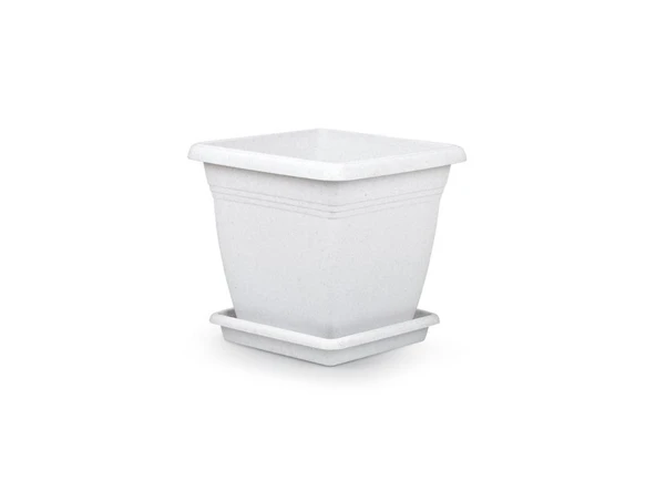 Omnipazar SO-VK01 Villa Kare Tabaklı Saksı Takımı 4.6 lt Kirli Beyaz 6 Adet - Resim 3