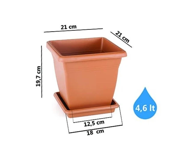 Omnipazar SO-VK01 Villa Kare Tabaklı Saksı Takımı 4.6 lt Kiremit 6 Adet - 2
