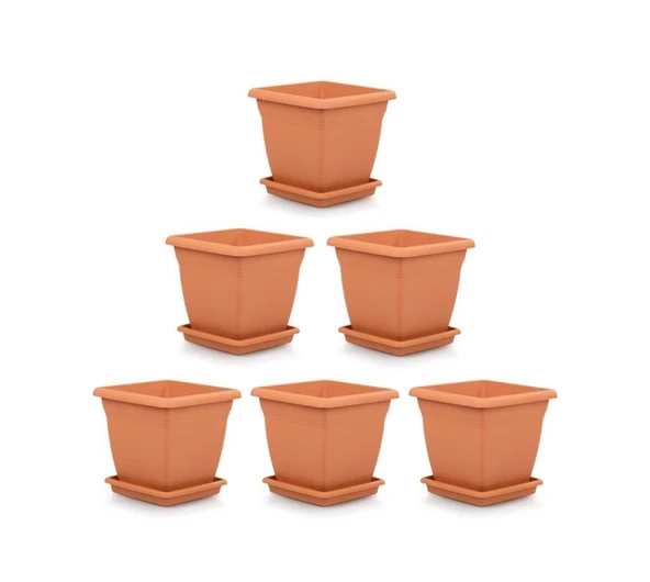 Omnipazar SO-VK02 Villa Kare Tabaklı Saksı Takımı 9 lt Kiremit 6 Adet ürün görseli