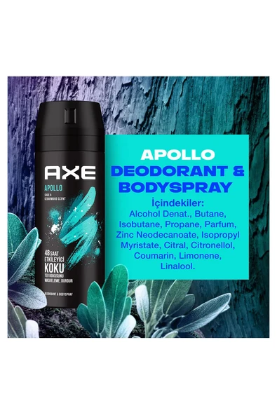 3 Adet Axe Erkek Sprey Deodorant Apollo 48 Saat Etkileyici Koku Vücut Spreyi 150 ml - Resim 7
