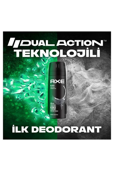 2 Adet Axe Erkek Deodorant & Bodyspray Black 48 Saat Etkileyici Koku Vücut Spreyi 150 ml - 5