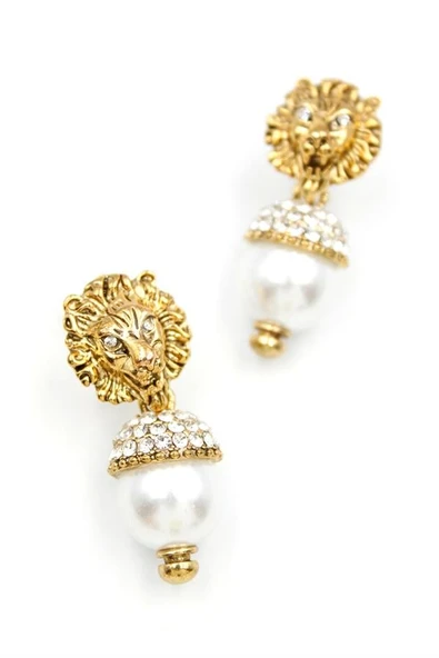 İncili Aslan Küpe - Bronz ürün görseli 1