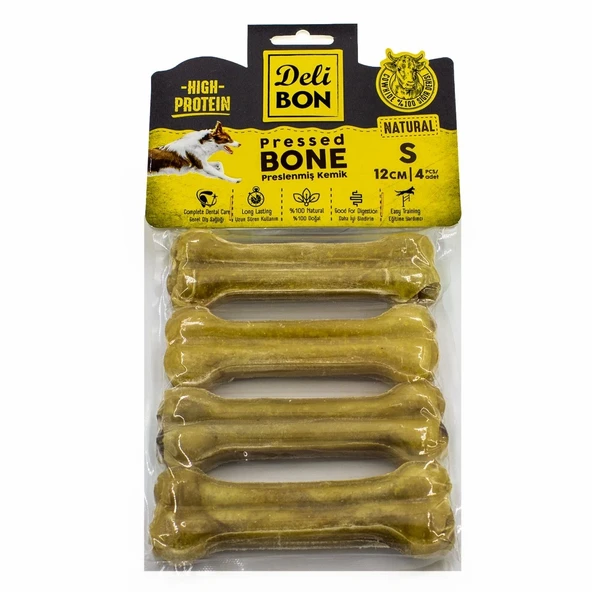 Delibon Deri Köpek Çiğneti Pres Kemik 4x12cm Natural ürün görseli 1