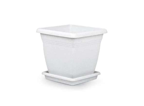 Omnipazar SO-VK03 Villa Kare Tabaklı Saksı Takımı 17 lt Kirli Beyaz 6 Adet - 3