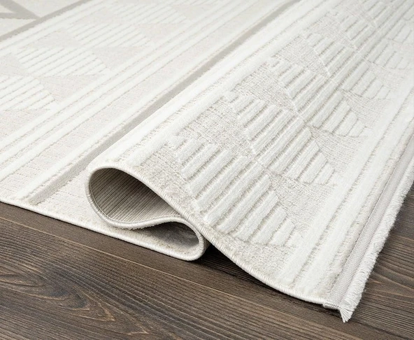 Saten Halı Kesme Oda Halısı 156x350 Tablo TL004A Krem - 5