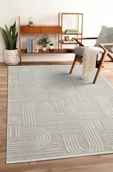 Saten Halı Kesme Salon Halısı 195x350 Tablo TL007A Gri - 3