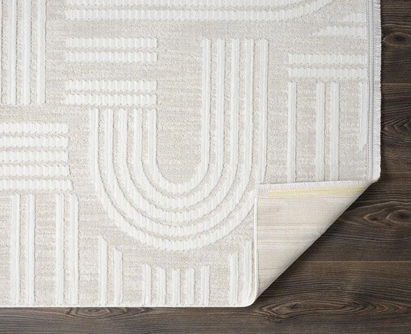 Saten Halı Kesme Oda Halısı 116x350 Tablo TL005A Krem - 3
