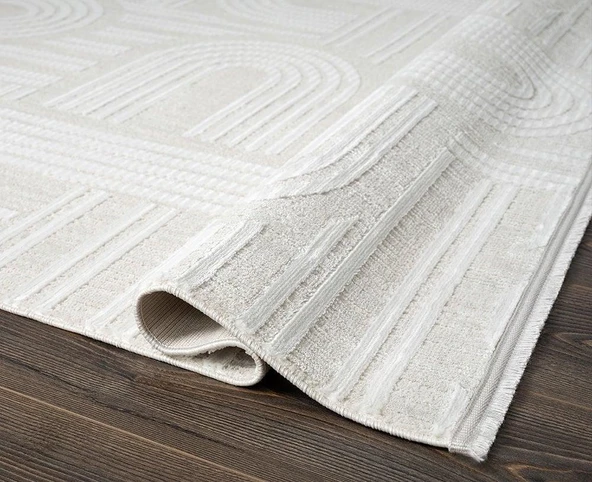 Saten Halı Kesme Salon Halısı 195x300 Tablo TL005A Krem - 5