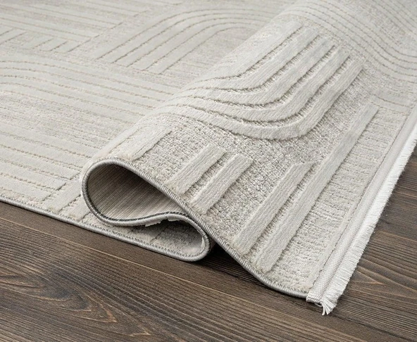 Saten Halı Kesme Oda Halısı 116x400 Tablo TL007A Gri - 3