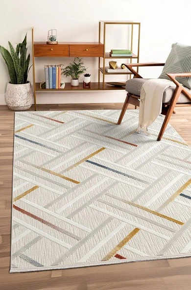 Saten Halı Kesme Oda Halısı 156x350 Tablo TL003A Krem - 4
