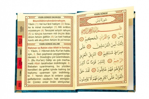 20 ADET - Ekonomik Kadife Kaplı Yasin Kitabı - Çanta Boy - Petrol Renk - Dini Hediyelik - Resim 2