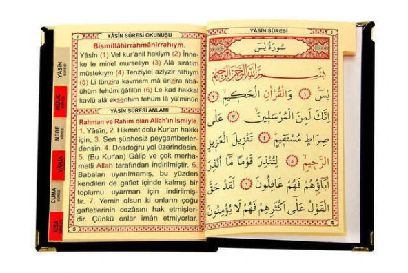 10 ADET - Ekonomik Kadife Kaplı Yasin Kitabı - Çanta Boy - Siyah Renk - Dini Hediyelik - Resim 5