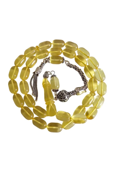 Gümüş Püsküllü Damla Kehribar Tesbih Lt1273 - 3