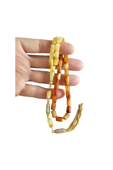 Hakan Artukoğlu Usta İşçilikli Diamond Gümüş Püsküllü Damla Kehribar Tesbih Lt1315 - Resim 3