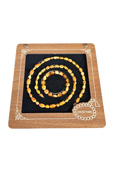 Damla Kehribar Kolye - Bileklik Set Lt1348