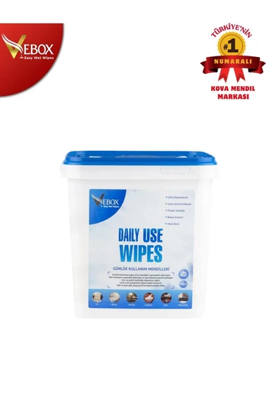 Vebox Daily Use Wipes Günlük Kullanım Kova Islak Mendil (250 Adet) - 3