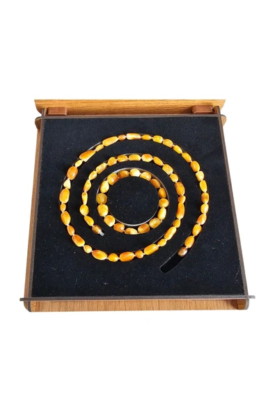 Damla Kehribar Kolye - Bileklik Set Lt1348 - 5