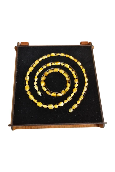 Damla Kehribar Kolye - Bileklik Set Lt1341 - 5