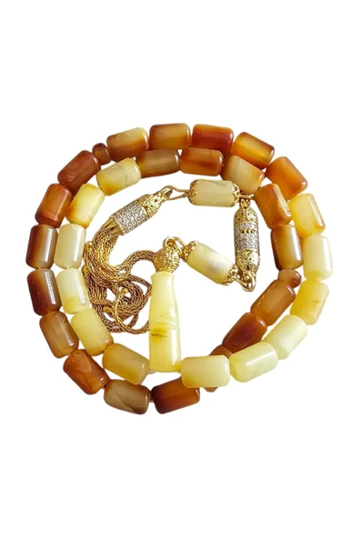 Hakan Artukoğlu Usta İşçilikli Diamond Gümüş Püsküllü Damla Kehribar Tesbih Lt1315 - Resim 5