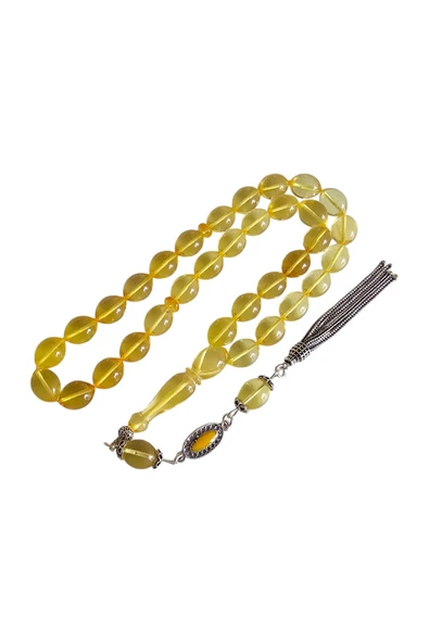 Gümüş Püsküllü Damla Kehribar Tesbih Lt1274 - 5