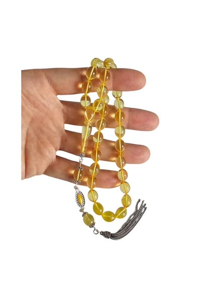 Gümüş Püsküllü Damla Kehribar Tesbih Lt1274 - 3