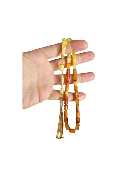 Hakan Artukoğlu Usta İşçilikli Diamond Gümüş Püsküllü Damla Kehribar Tesbih Lt1315 - Resim 6