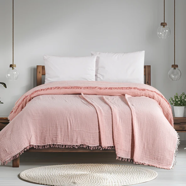 Schafer Home Sofia Müslin Pike 200x220 Cm-Pudra